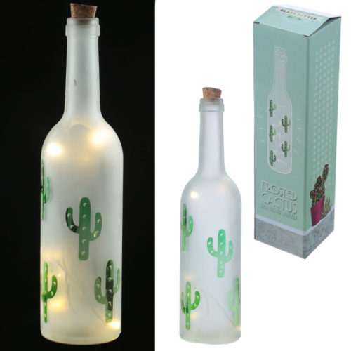 Decorative LED Glass Cactus Bottle Light