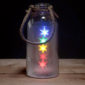 Decorative LED Glass Light Jar - Coloured Stars with Rope