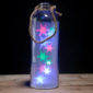 Decorative LED Glass Light Jar - Tall Coloured Stars with Rope