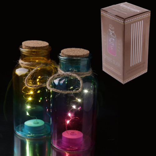 Decorative LED Light Jar - Coloured with Cork Top