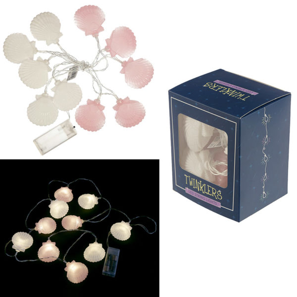 Decorative LED Light String - Pink and White Shells