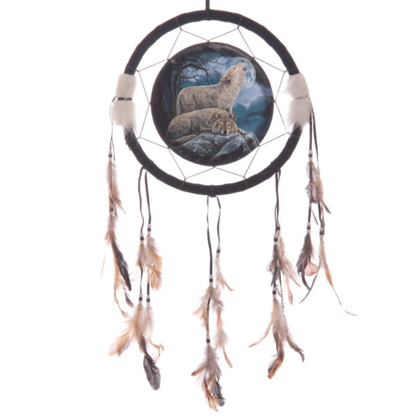 Decorative Mystical Wolf Pair 34cm Dreamcatcher