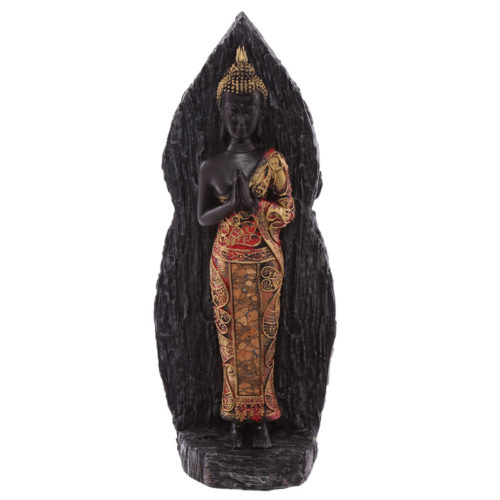 Decorative Wood Effect Back Antique Red Thai Buddha