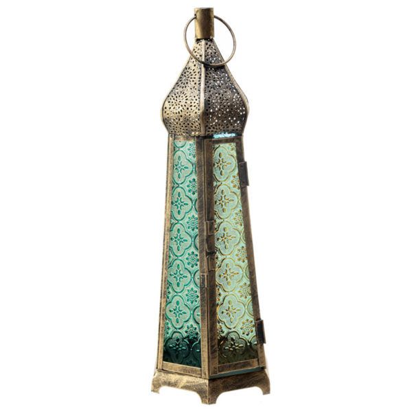 Domed Glass Moroccan Style Metal Standing Lantern