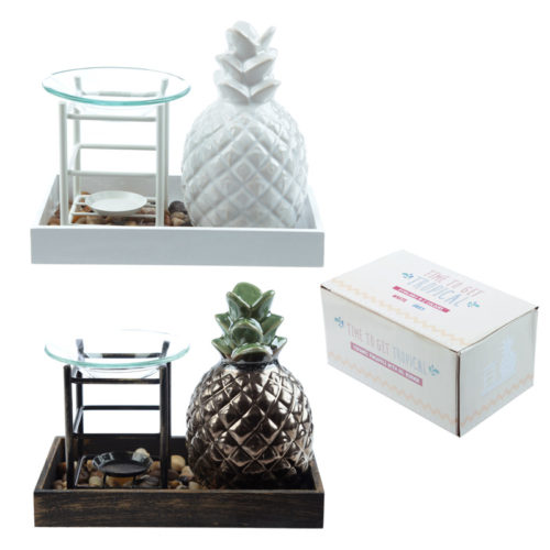 Eden Aroma Set - Ceramic Pineapple  and  Metal Oil Burner