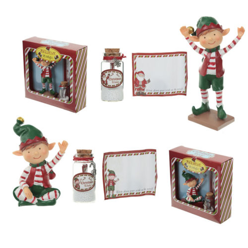 Festive Message to Santa Set - Christmas Elf Figure Wishes Jar