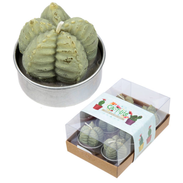 Fun Mini Candles - Ridged Cactus Set of 6 Tea Lights