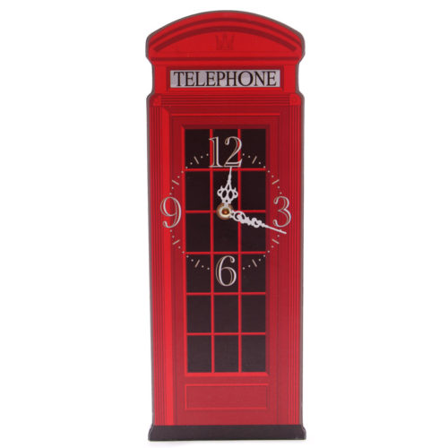 Fun Red Telephone Box Shaped Decorative Wall Clock