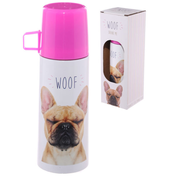 Funky 350ml Flask - Bulldog WOOF