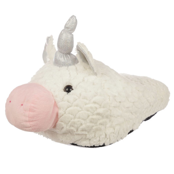 Funky Plush Maxi Slipper Foot Warmer - White Unicorn