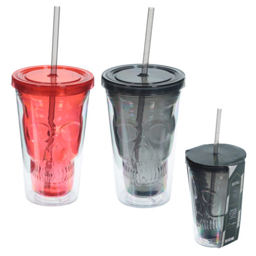 Gothic Cactus Double Walled Cup with Lid and Straw