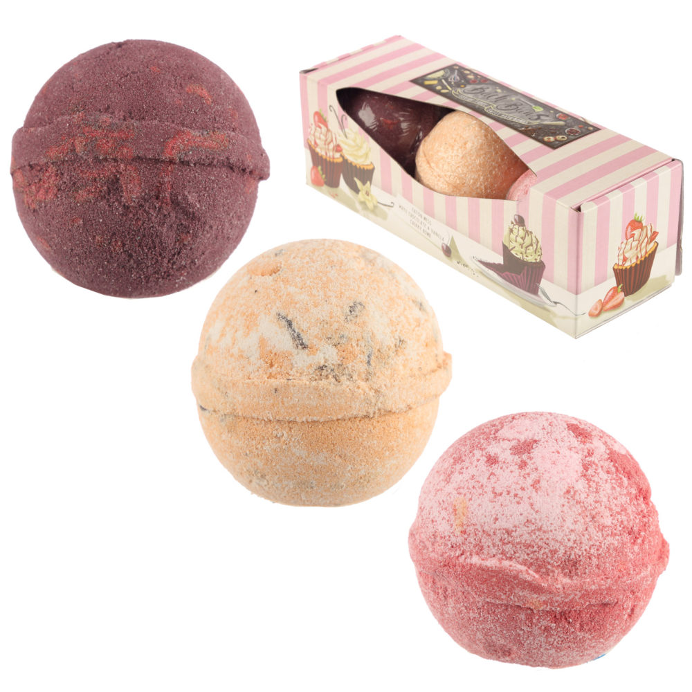 Handmade Bath Bomb Set of 3 - Cupcake Fragrance Gift Box
