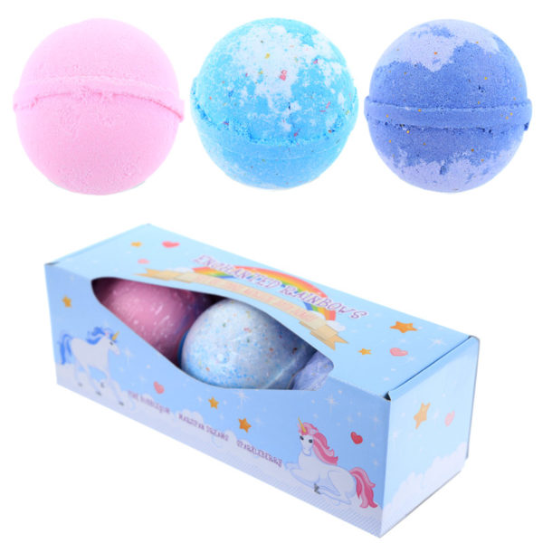 Handmade Bath Bomb Set of 3 - Sweet Scents in Unicorn Gift Box