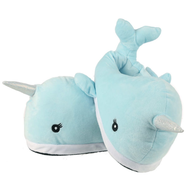 Kawaii Narwhal Pair of Plush Slippers