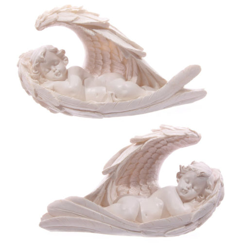 Lying Cherub in Angel Wings Figurine