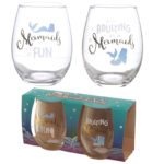 Mermaid Slogan Metallic Glass Tumbler Set of 2