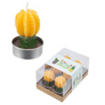 Mini Candles - Cactus with Yellow Flower Set of 6 Tea Lights