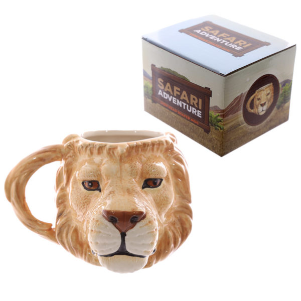 Novelty Lion Head Shaped Ceramic Mug