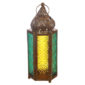 Pointed Gold Glass Moroccan Style Standing Lantern