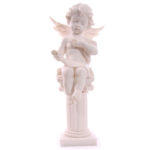 Seated Cherub Figurine on Pillar Reading