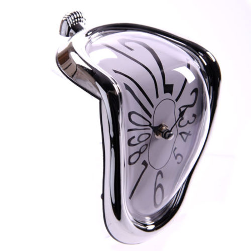 Silver Framed Novelty Melting Shelf Clock