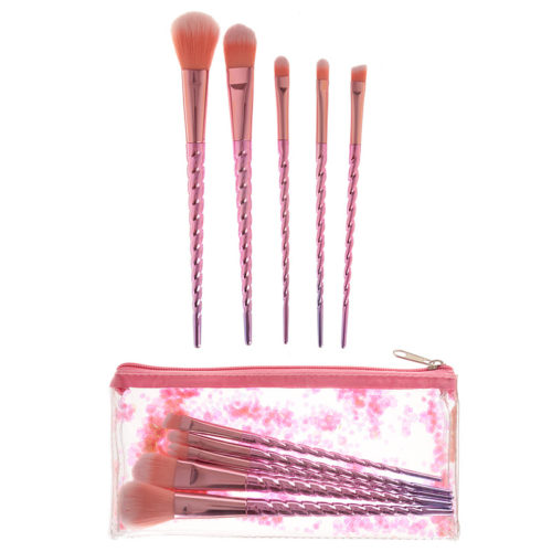Unicorn Horn Handy 5 Piece Make Brush Set - Pink