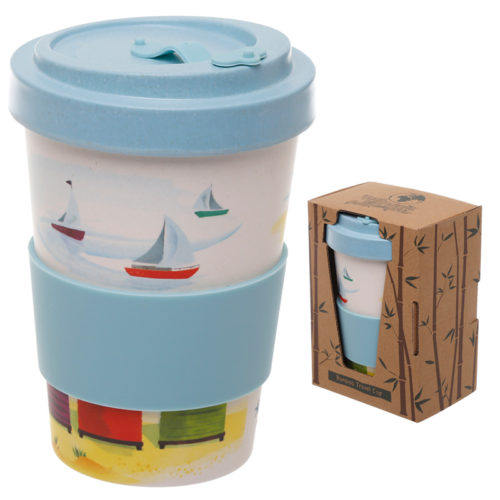 Bamboo Eco Friendly Beach Design Screw Top Travel Mug