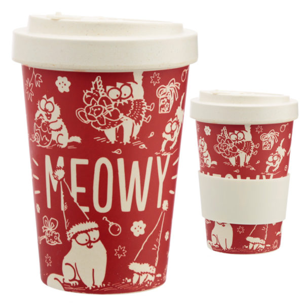 Bamboo Eco Friendly Christmas Simon's Cat Screw Top Travel Mug
