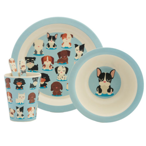 Bamboo Eco Friendly Dog Squad Design Kids Dinner Set