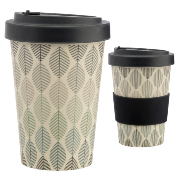 Bamboo Eco Friendly Leaf Design Screw Top Travel Mug