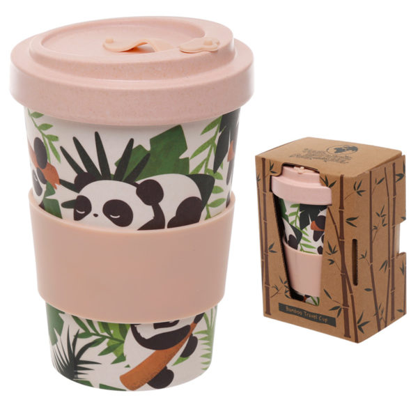 Bamboo Eco Friendly Pandarama Design Screw Top Travel Mug