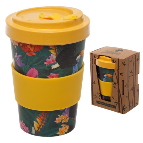 Bamboo Eco Friendly Toucan Design Screw Top Travel Mug