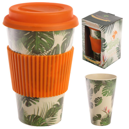 Bambootique Eco Friendly Cheese Plant Design Travel Cup