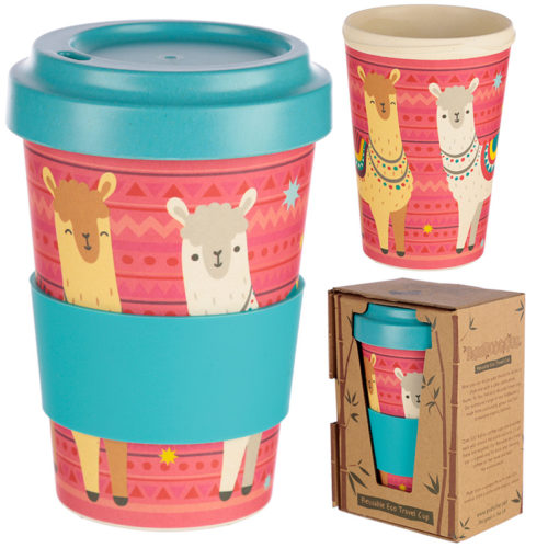 Bambootique Eco Friendly Llama Design Travel Cup