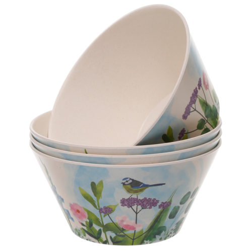 Botanical Gardens Eco Friendly Bamboo Set of 4 Bowls