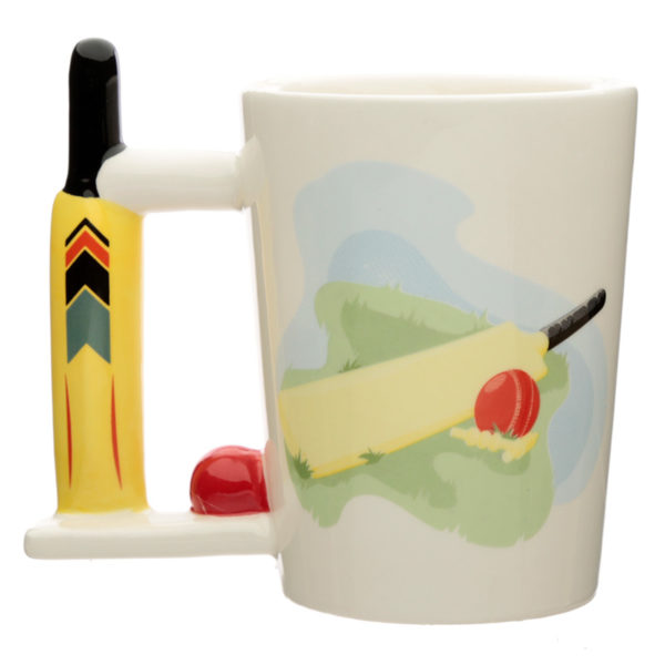 Ceramic Cricket Bat Shaped Handle Mug