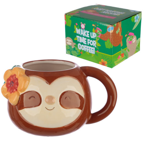Ceramic Novelty Sloth Shaped Handle Mug