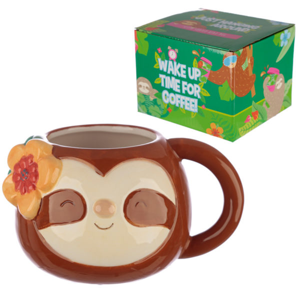 Ceramic Novelty Sloth Shaped Handle Mug