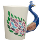 Ceramic Peacock Shaped Handle Mug