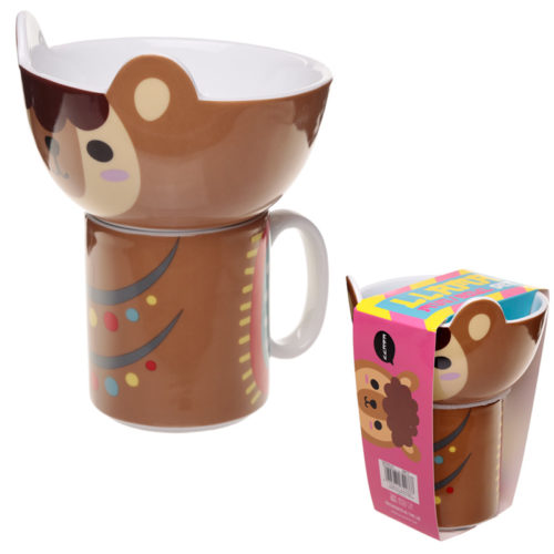 Children's New Bone China Mug and Bowl Set - Cute Llama