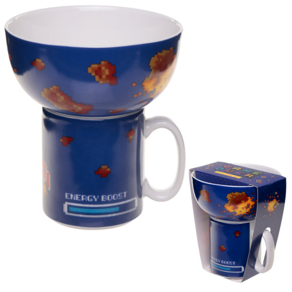 Children's New Bone China Mug and Bowl Set - Retro Gaming Design