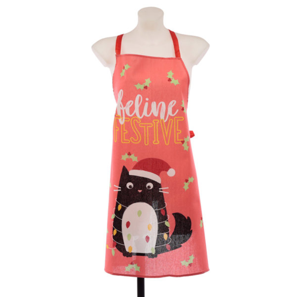 Christmas Cat Festive Feline Poly Cotton Apron
