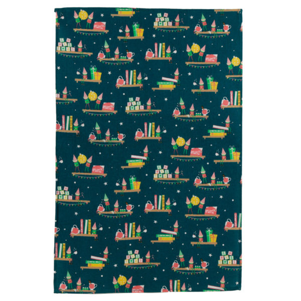 Christmas Elf Mulled Wine Poly Cotton Tea Towel