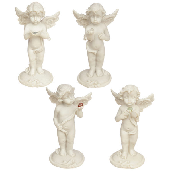 Collectable Cherub Standing Holding Mineral Stone