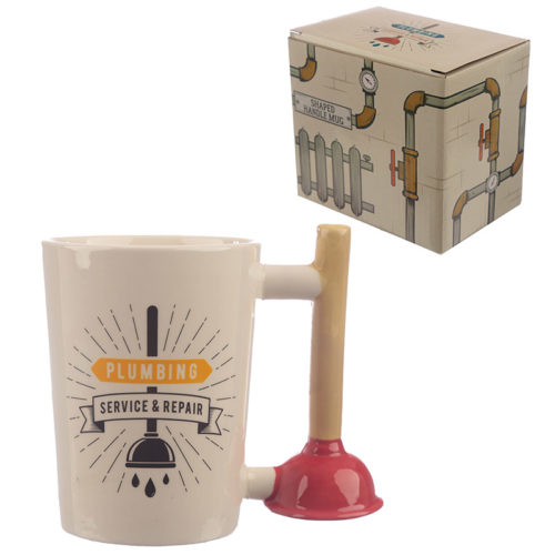 Collectable Toilet Plunger Shaped Handle Ceramic Mug