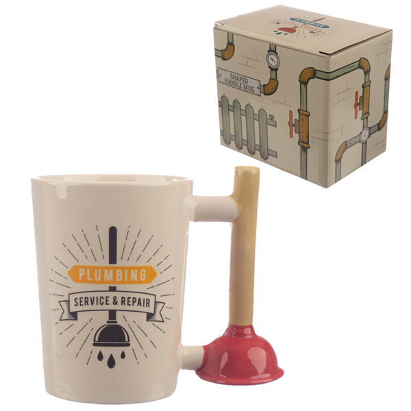 Collectable Toilet Plunger Shaped Handle Ceramic Mug
