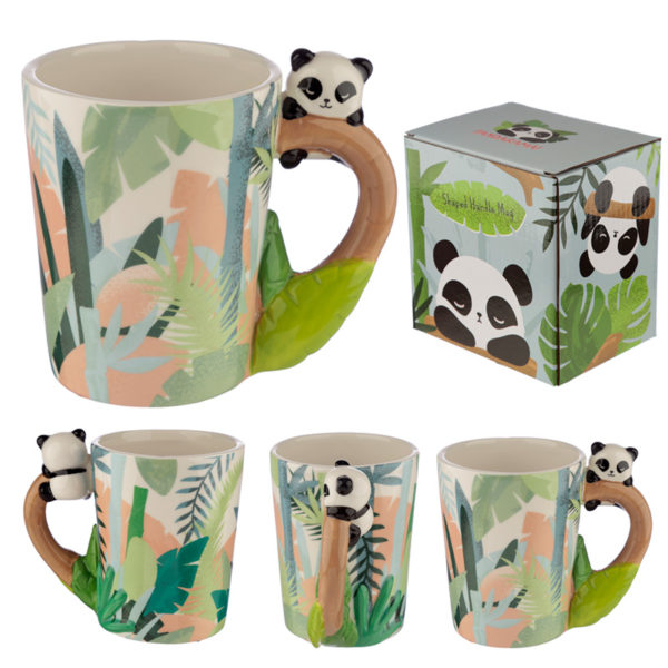 Cute Collectable Panda Shaped Handle Ceramic Mug