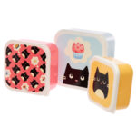 Cute Feline Fine Cat Set of 3 Plastic Lunch Boxes (M