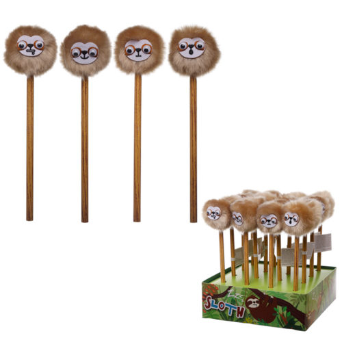Cute Sloth Pencil with Fluffy Topper