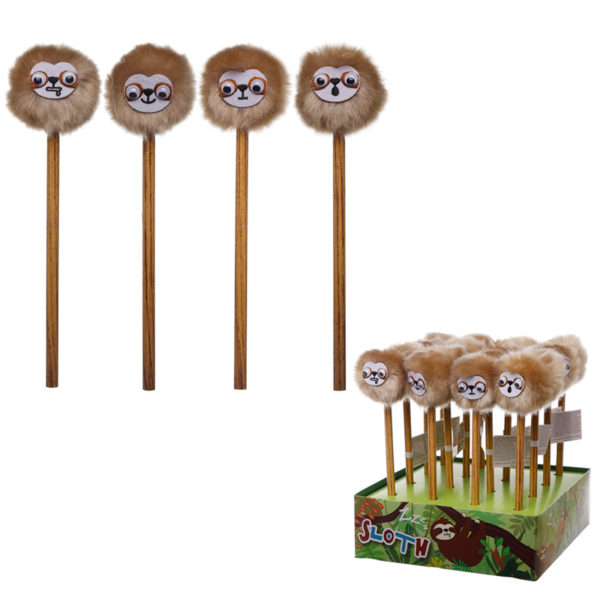 Cute Sloth Pencil with Fluffy Topper